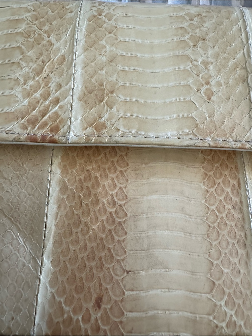 Vintage Jacqueline Ferrar Cream Patchwork Snakeskin Crossbody Bag Clutch 80s 90s - Picture 6 of 14